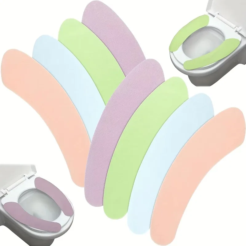1/5/10Pairs Colorful Toilet Seat Cushion Soft Comfortable Washable Sticky Toilet Seat Cushion  Bathroom Cleaning Accessories