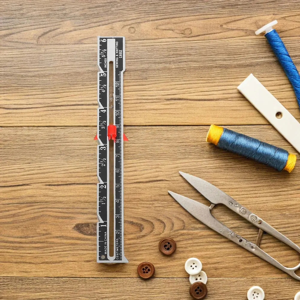 8pcs Sewing Quilting Ruler Sliding Gauge Measuring Tool Precise Button Spacing Seam Alignment Durable Aluminum Alloy Portable