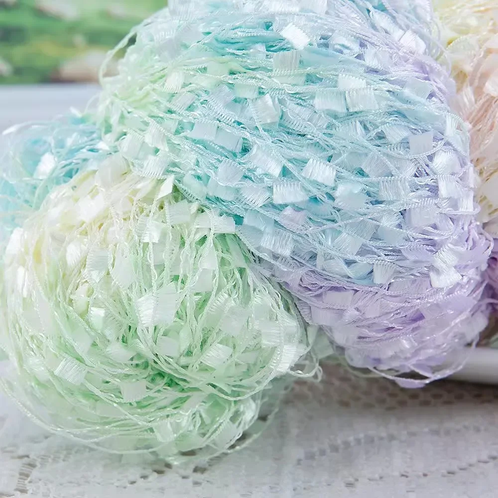 50g/Ball Macaroon Flag Crochet Yarn Dyed Toothbrush Thread Hand Knitting Tassel Line Fancy Partner Rope for DIY Woven Bag