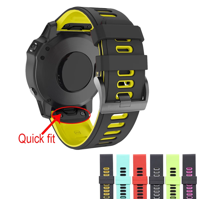 26 22mm Watchband for Garmin Fenix 6X 5X 5 Plus 3 3 HR Forerunner 935 845 Watch Quick Release Silicone Easy fit Wrist Band Strap