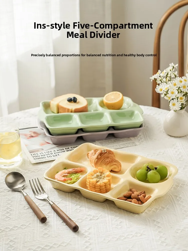 

Cerc 2 Fat Reduction Meal Plate Partitioned Weight Loss Special High-End Home Meal Plate Fast Food Plate Rectangular ape