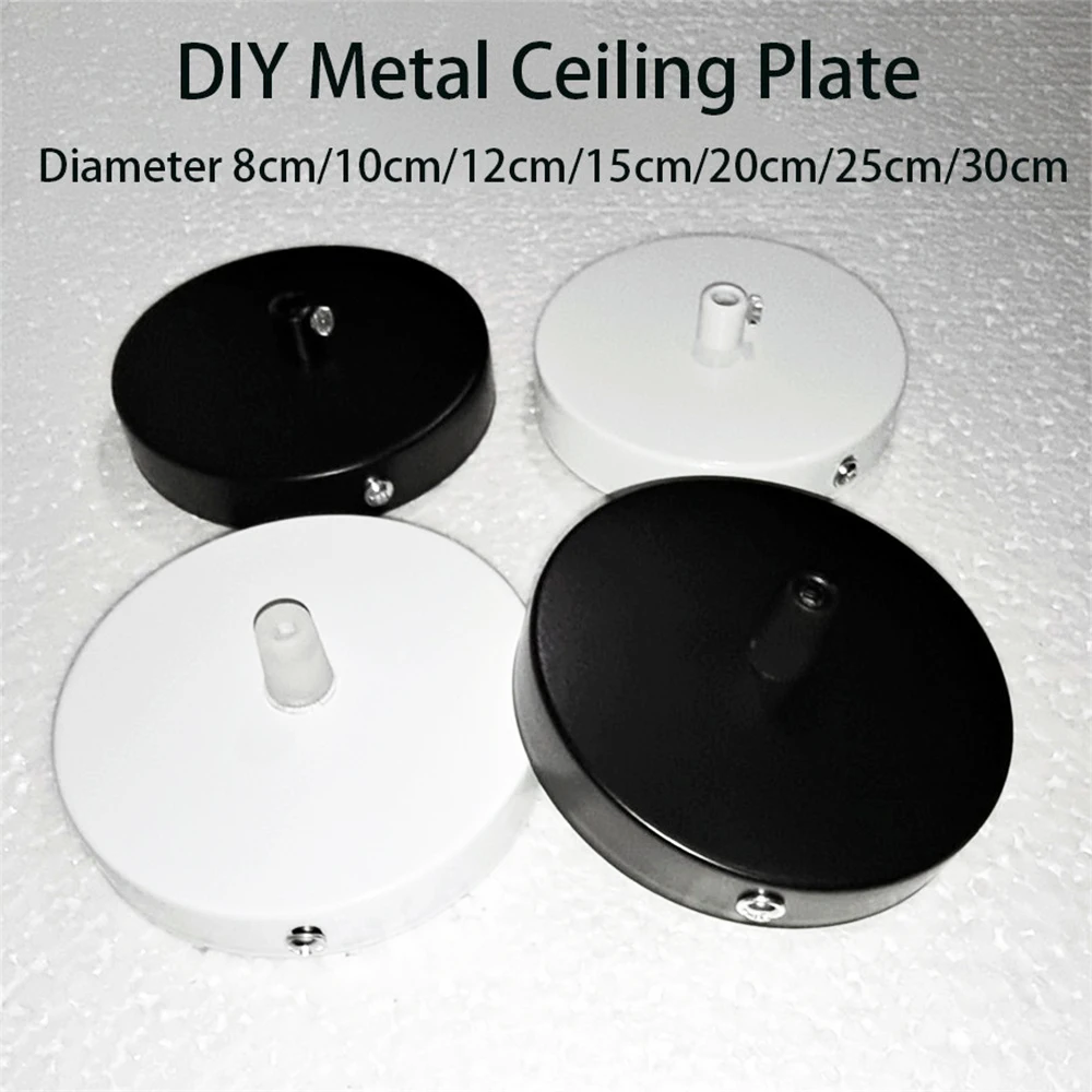 Metal Ceiling Plate Round 8/10/12/15/18/20/25/30cm Black/White Lighting Accessories For Pendant Lamp DIY +Lock Wire Lamp Base