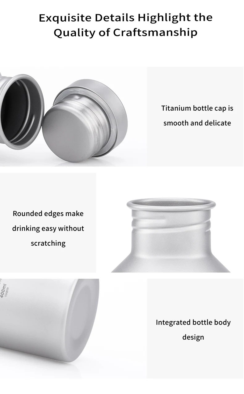 KEITH Sportflasche aus reinem Titan, ultraleicht, tragbar, auslaufsicher, mit Aufbewahrungstasche für Outdoor-Camping, Wandern, Fitness – Detail 7