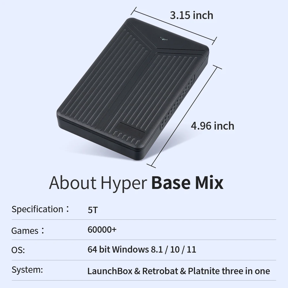 Hyper Base Mix LaunchBox/Retrobat/Playnite Portable Ext 5T Gaming HDD 60000+ 3D/AAA/Retro Games for PS4/PS3/PS2/Gamecube/PS5/Wii