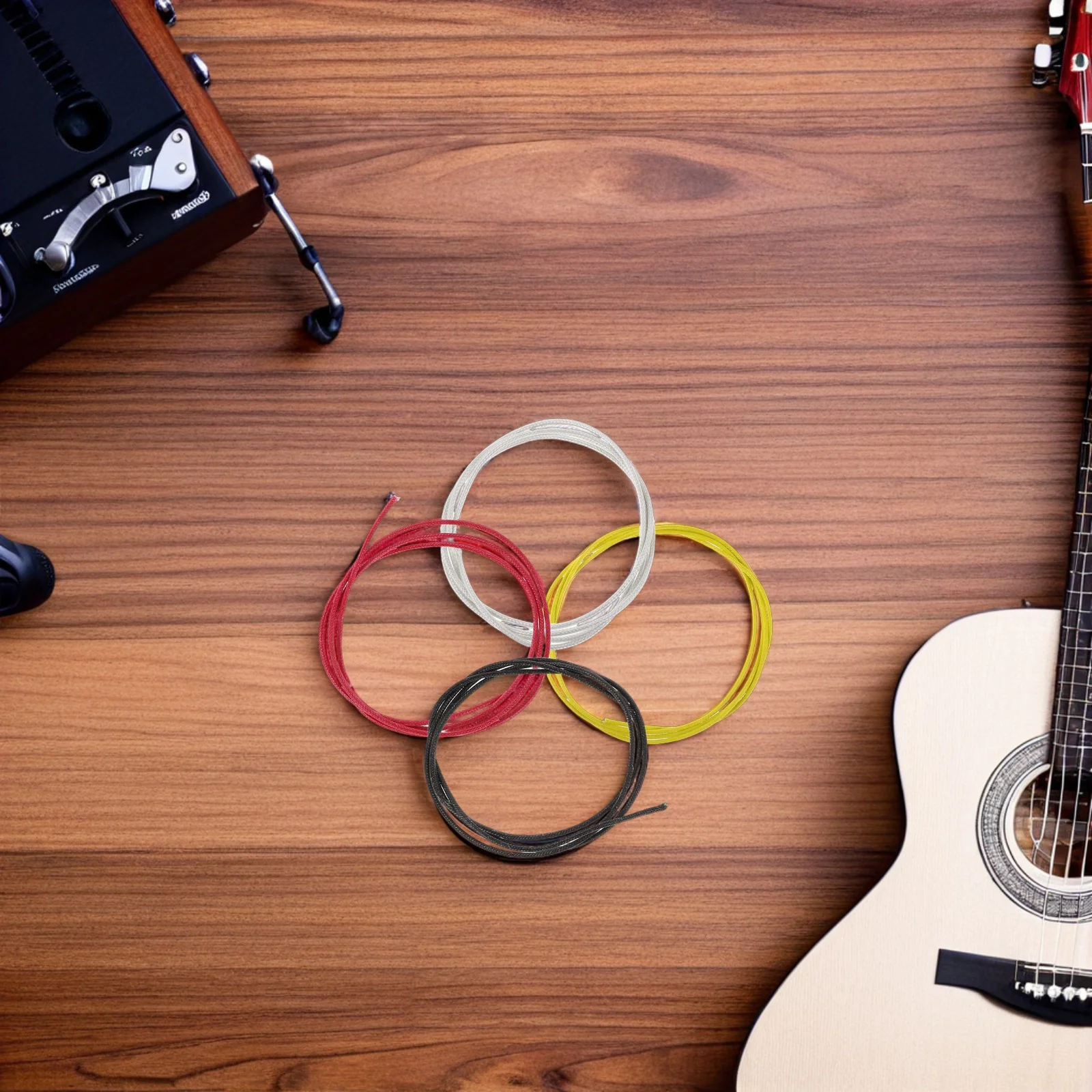 4 szt. Elektryczny kabel do gitary basowej, 106 cm, z miedzianym rdzeniem, ekranowany, silikonowy, do wymiany części instrumentów