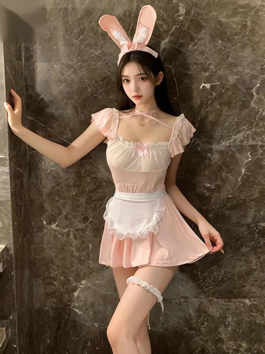Sexy Bunny Girl Pure Desire Uniform Sexy Small Chest Sleepwear Dress The Maid Apron Is On The Dress Cute Sweet Style Charm GSIM