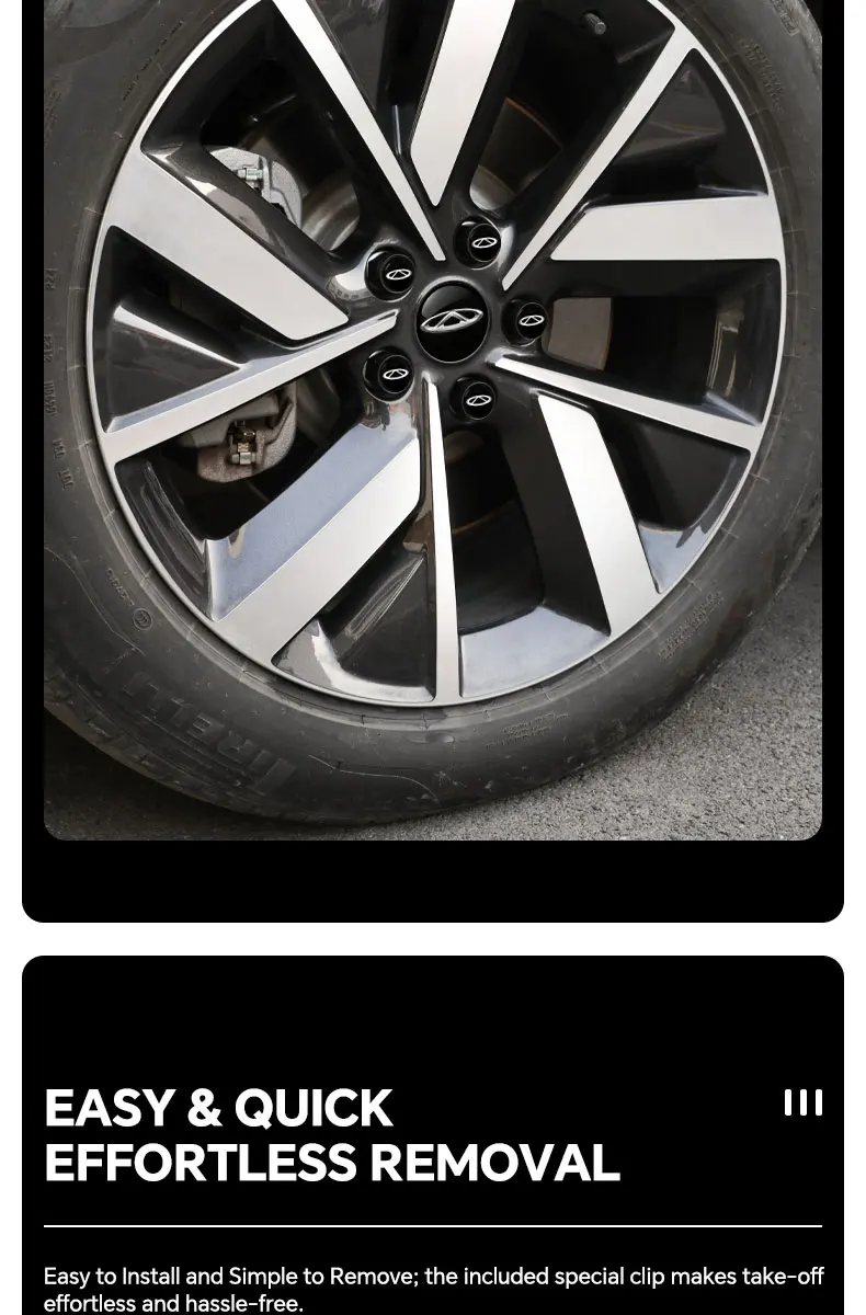 20 Stück Radmutternkappen für Chery Tiggo 4, Tiggo5 Pro, Tiggo7 Pro, Tiggo8, Omoda5, Jetour T-1, Arrizo, Exeed – Radmutternkappen – Detail 8