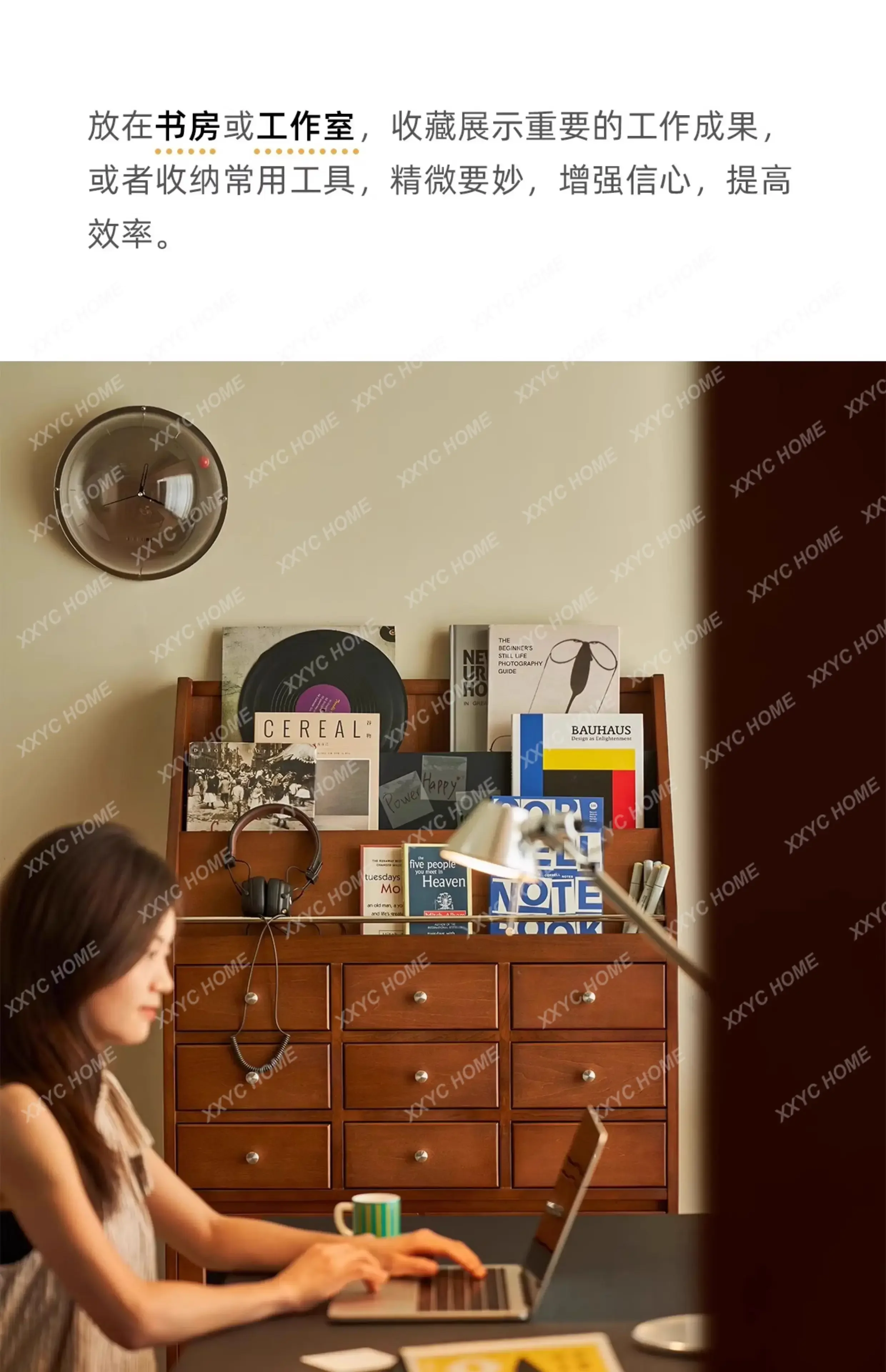 Retro Side Cabinet Solid Wood Medieval Dougui Decorative Cabinet Magazine Storage Small Apartment Multi-functional Locker S