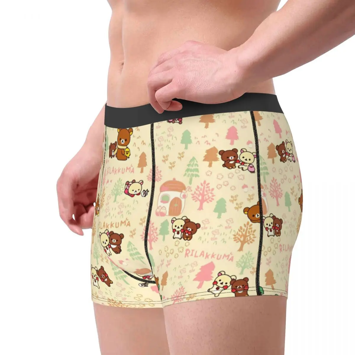 Men Rilakkuma Cartoon Underwear Humor Boxer Shorts Panties Male Breathable Underpants