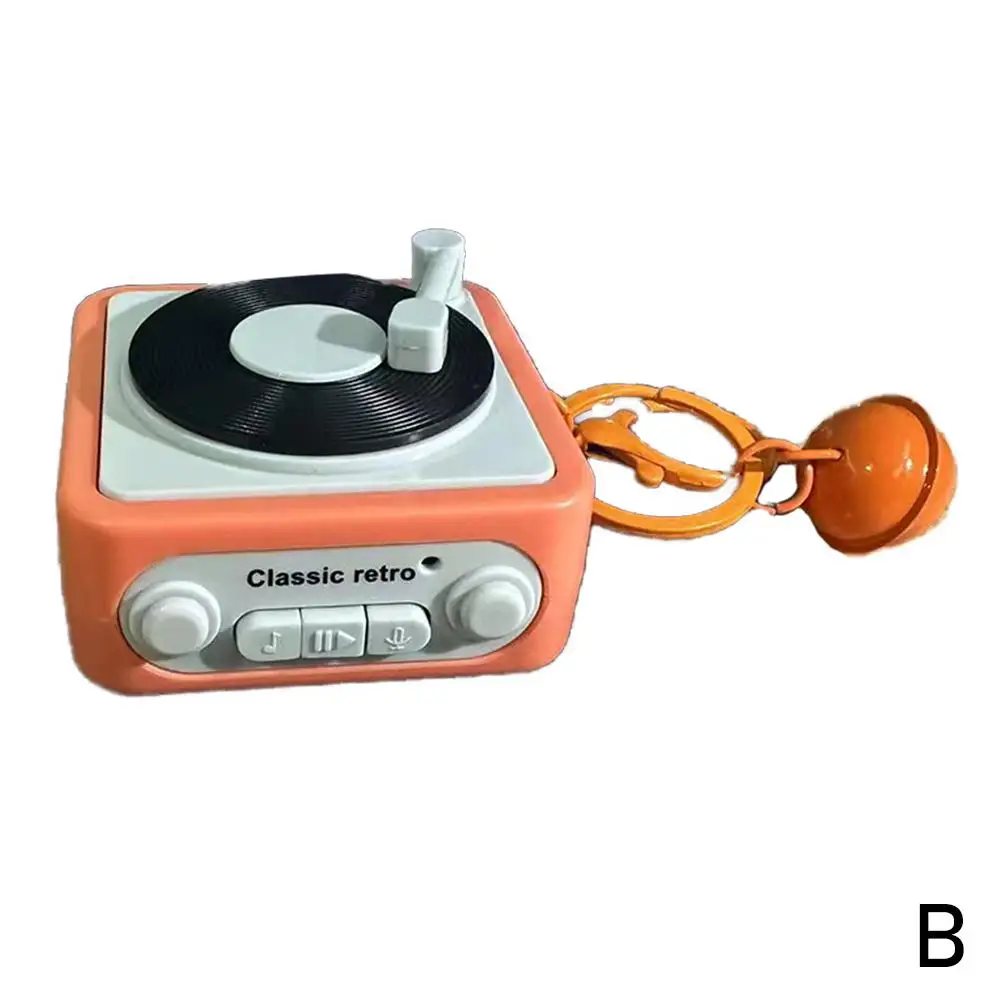 Record Player Recording Sound Keychain Phonograph Mini Ornament Recording Fun Decoration Desktop Music Cute Box M7G5
