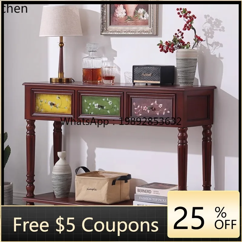 

U2 new Chinese-style entrance cabinet, entrance table, solid wood aisle, long narrow table against the wall, corridor entry