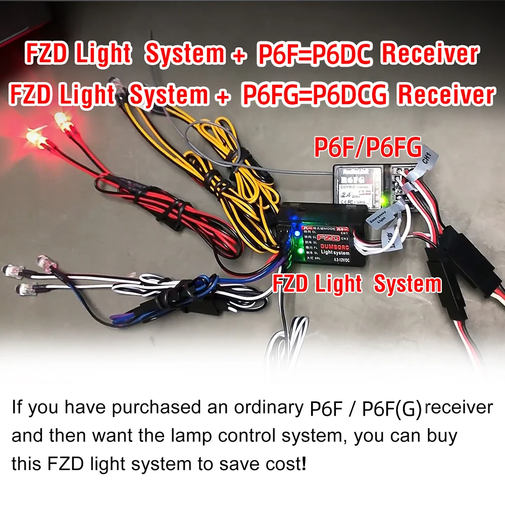 FZD LED-Controller-Modul-Lichtsystem für DumboRC X4 X5 X6 X6P Sender JJRC 1/10 1/8 TRX4 Axial SCX10 D90 RC Auto Boot