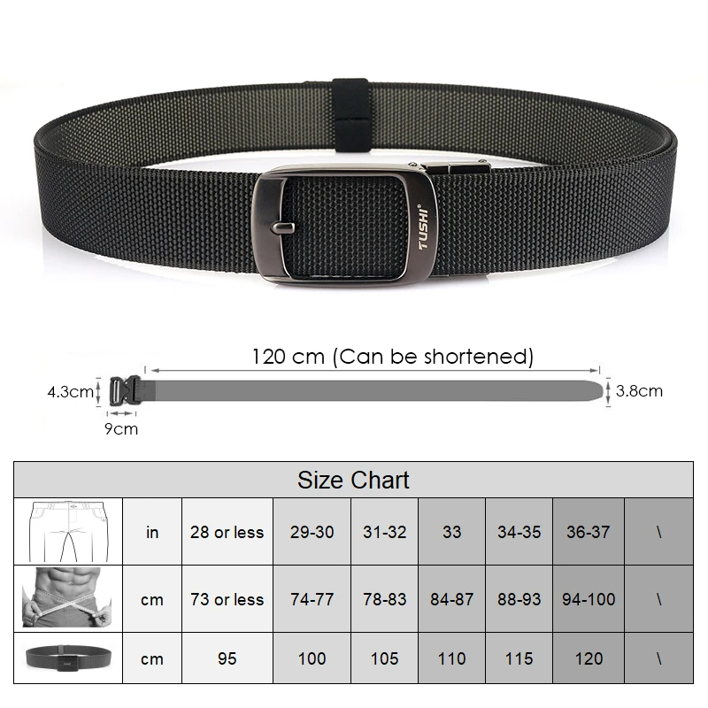 HSSEE New Reversible Belt for Men and Women Alloy Automatic Buckle 360 Degree Rotation Casual Belt Soft Nylon Outdoor Belt Male