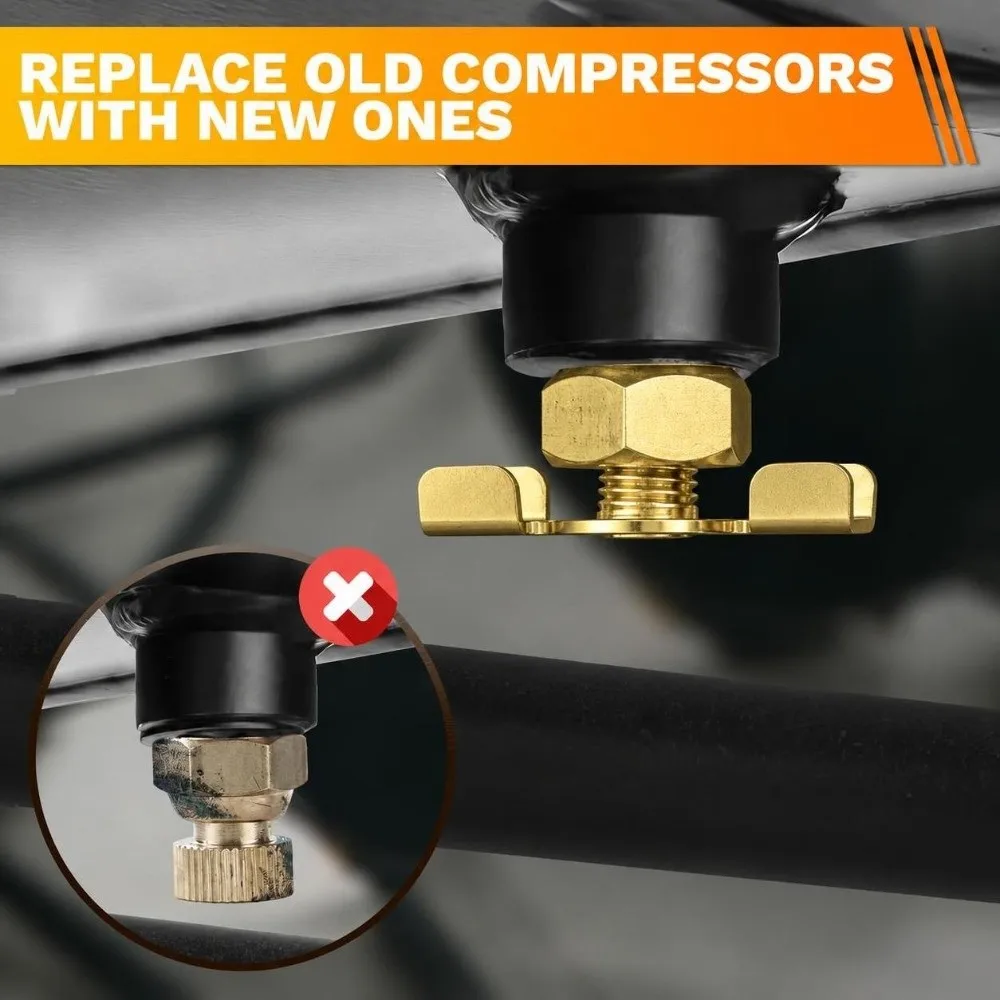 Brass Air Compressor Drain Valve T-Handle 1/4 BSP Thread Drain Plug Valve Butterfly Structure Air Compressor Drain Cock