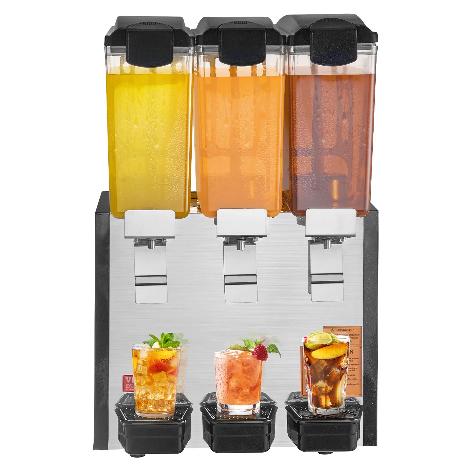 SucceBuy-dispensador de bebidas comercial de 3 tanques, 10L/18L por tanque, dispensador de jugo, máquina de bebidas de té helado de acero inoxidable para bebidas