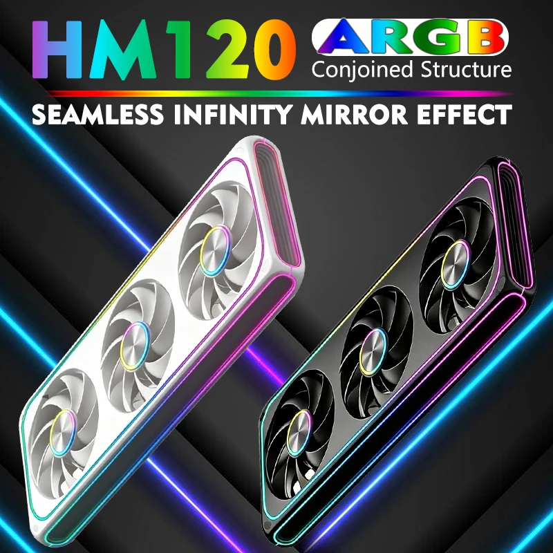 JUMPEAK HM120 120mm ARGB Cooling Fan 360 240 Infinity Mirror Conjoined Unified Structure RGB Fan For Gaming PC Case Water Cooler