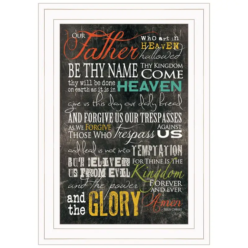 

Lords Prayer Framed Print, White Frame, Ready to Hang Home Décor Art