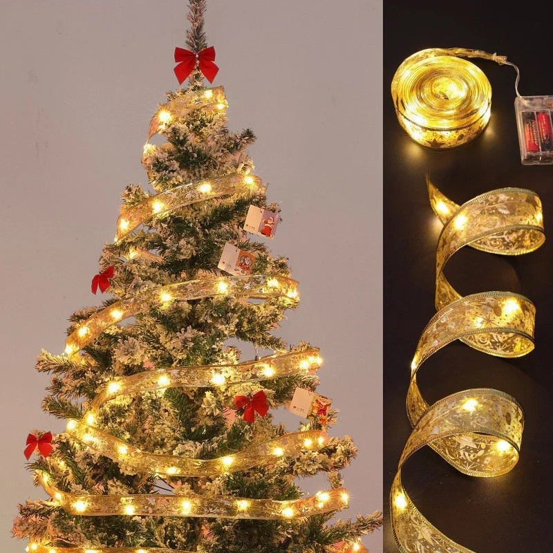 Christmas Tree Garland Lamp 2/5/10M LED Ribbon Fairy Light String for Wedding Party Home Bedroom Decoration Battery Powered