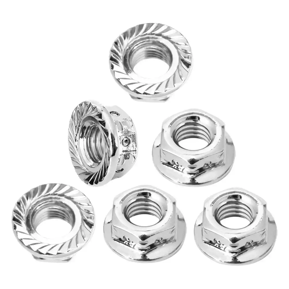 6Pcs Silver Flange M6 Hex Nut Bolt Screw Stainless Steel for Motorcycle Bicycle