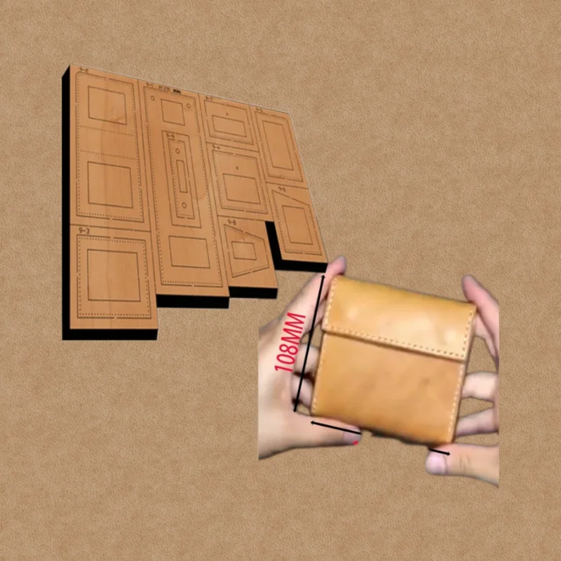 New Japan Steel Blade Wooden Die, Wallet Cutting & Punch Mold, Professional Leather Craft Hand Tools