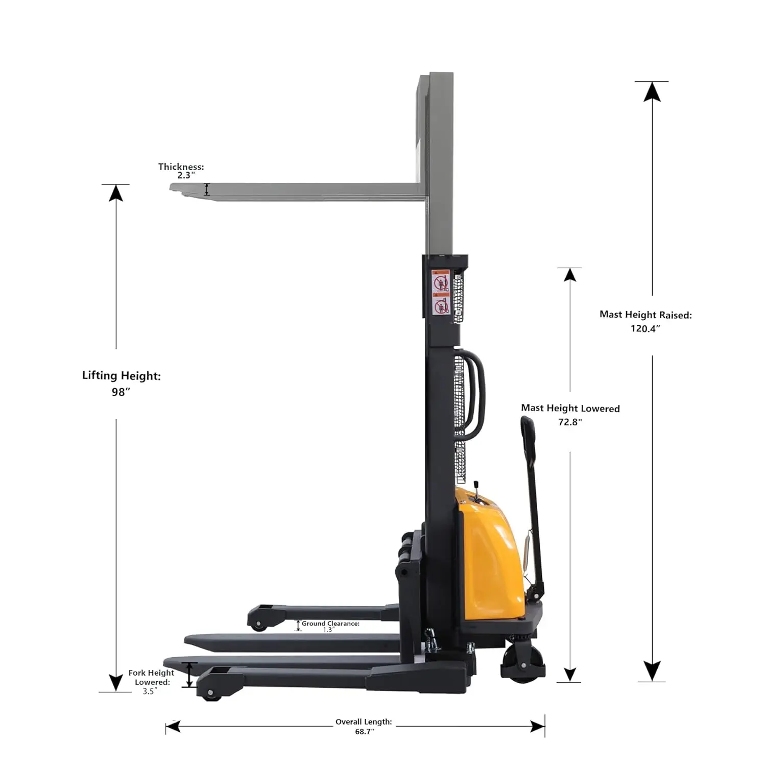 Apollo Semi-Electric Stacker Pallet Jack Straddle Legs Forklift 3300Lbs Capacity 98