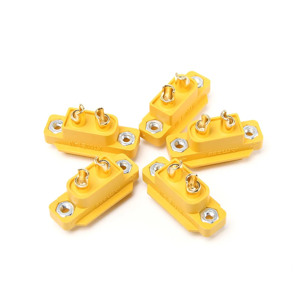 Pack of 5 XT60E-M Panel Mount Male Connectors, Anti-Overheat Durable XT60 Male Plug RC Hobby Power Accessory