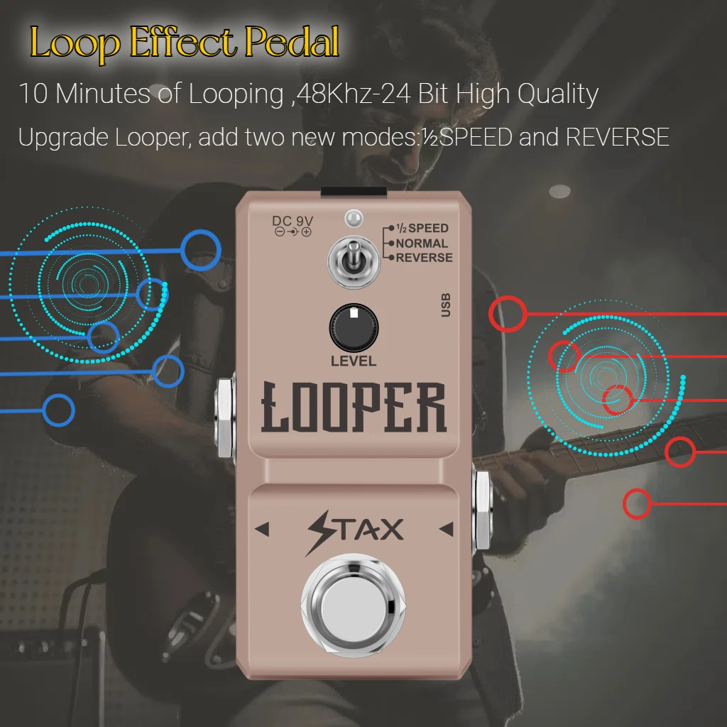 Stax Minimalism NANO Looper 48Khz 24Bit Guitar Effect Loop Pedal Bass 10 Mins Stack Record Time Unlimited Overdubs USB Port