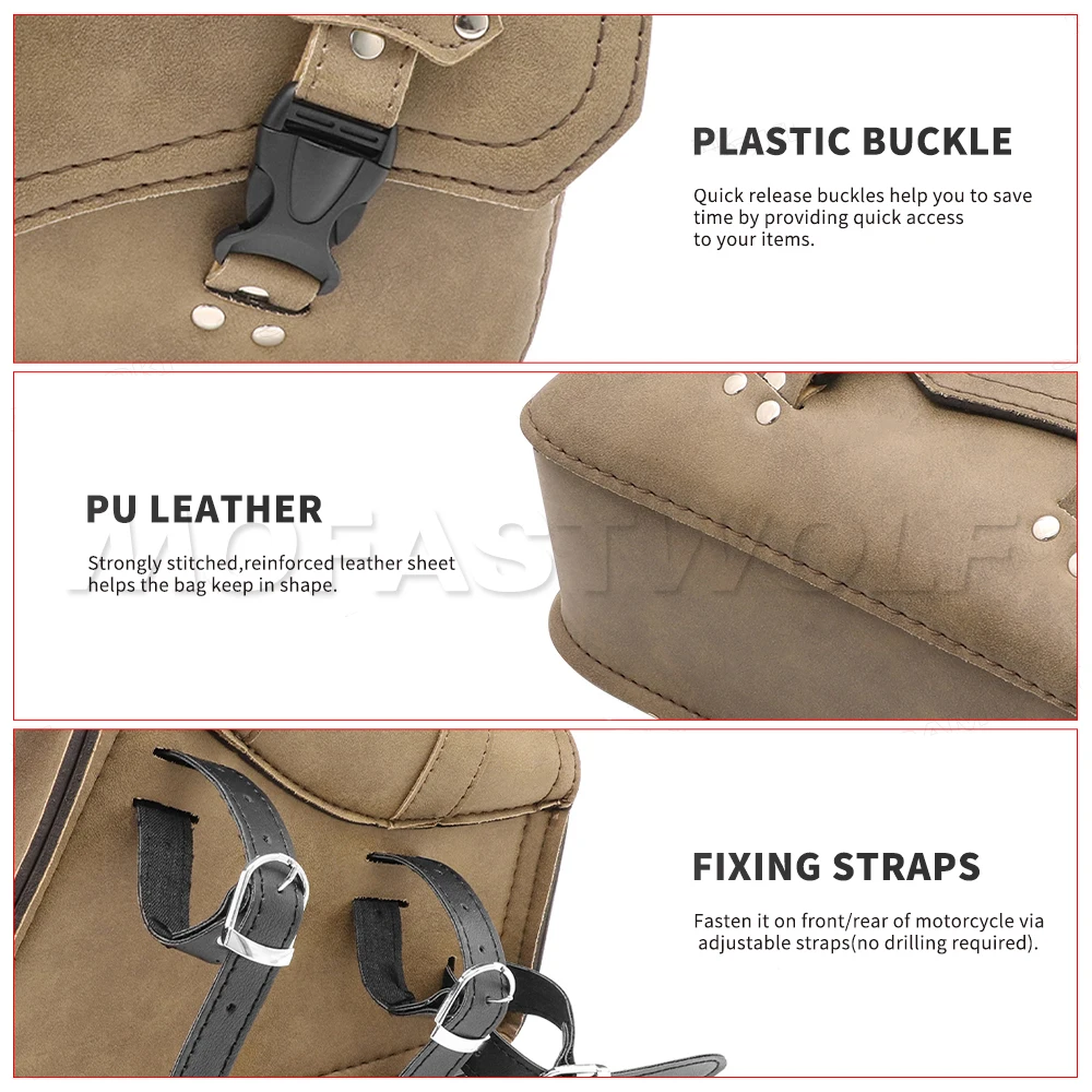 Leather Motorcycle Saddlebag Side Bags Durable Storage with Tool Pouch for Bikers - Essential Accessory for Motorcycles