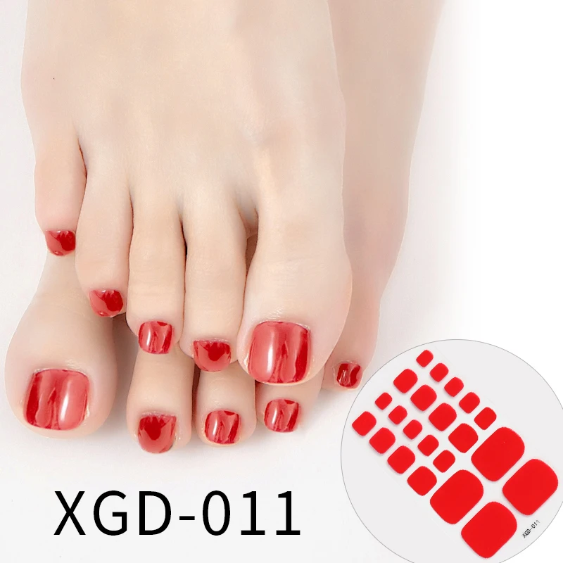 Summer Style 22tips Nail Stickers DIY Artificial Soild Color Toe Nails for Design Full Cover Foot Nail Art Decoration Stickers