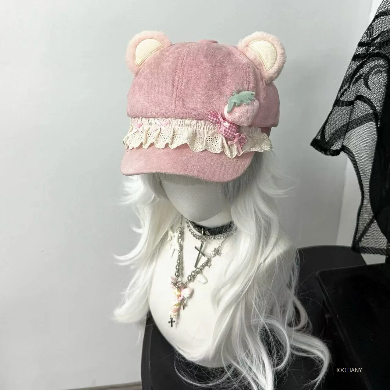Damski kapelusz z króliczymi uszami, kapelusz imprezowy Y2k, akcesoria, japoński beret w stylu love, kapelusz damski, cosplay, lolita, urocza czapka baseballowa z uszkami, 2025