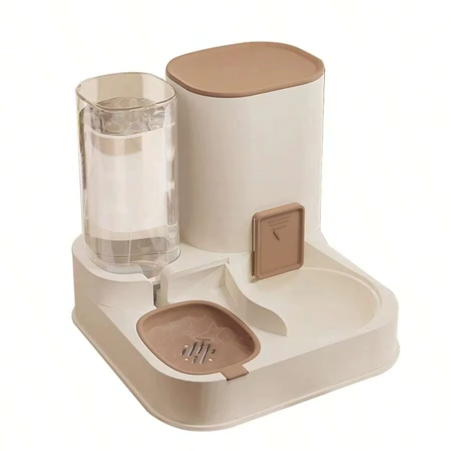 

Auto Dual Bowl Pet Feeder with Rechargeable Automatic Dispenser Plastic Feeder for Cats and Dogs