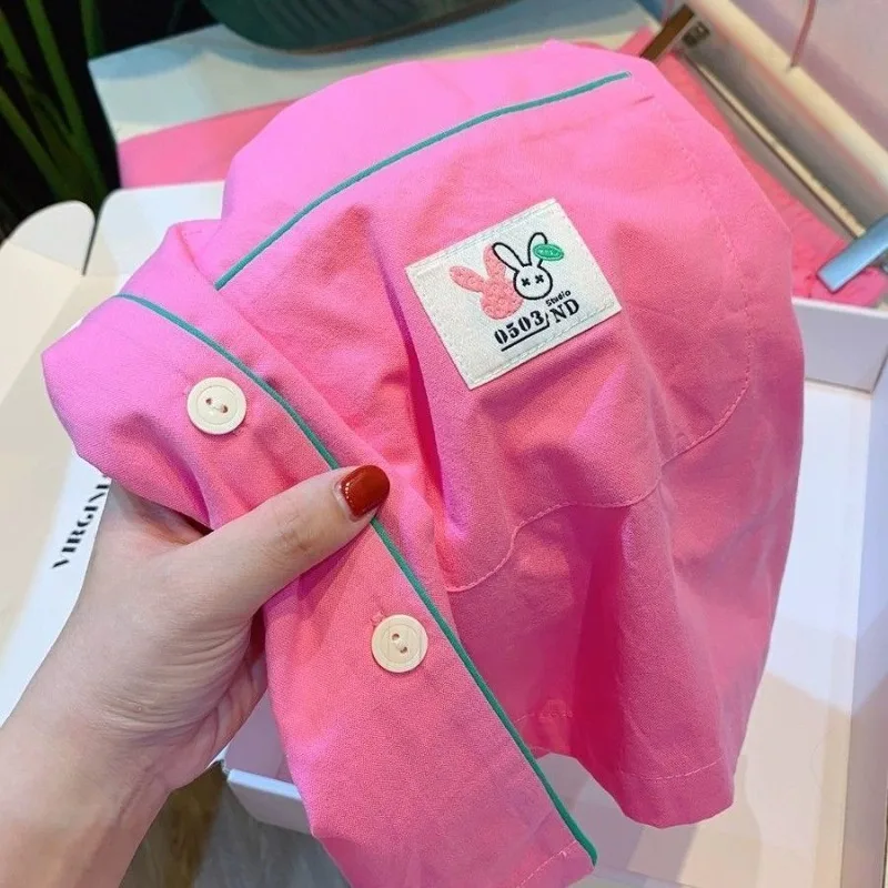 Pajama Woman Spring and Fall New Long Sleeves and Pants Day Barbie Pink Homewear Can Be Worn Outside Loose Casual Age-reducing