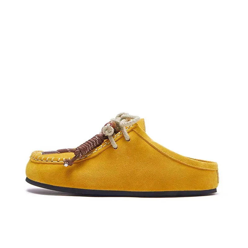 

2026 Spring/Summer New Baotou Half Dragged Cowhide Slippers Thick Bottom One Step Pedal Versatile Women's 36-45 Large Slippers