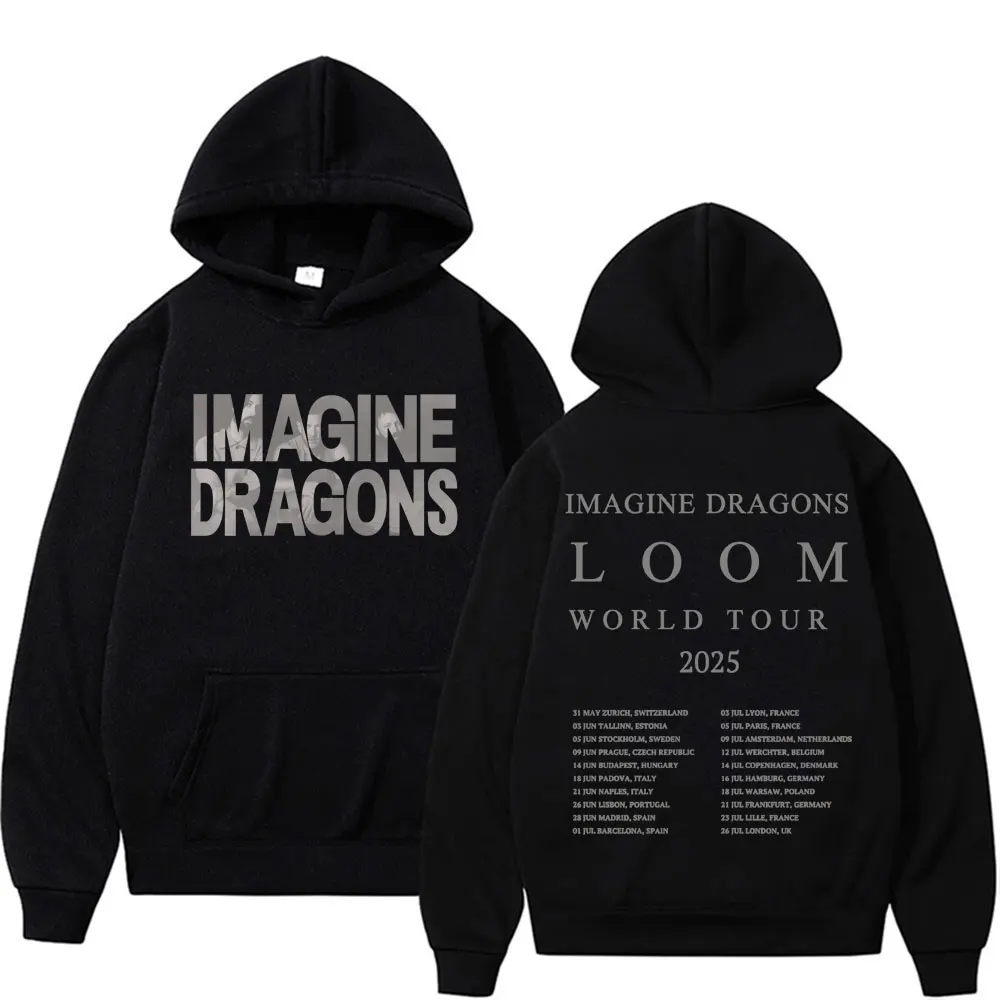 Imagine Dragons Band World Loom Tour 2025 Double Sided Hoodies Men Women Harajuku Hip Hop Street Oversized Sweatshirts Pullovers