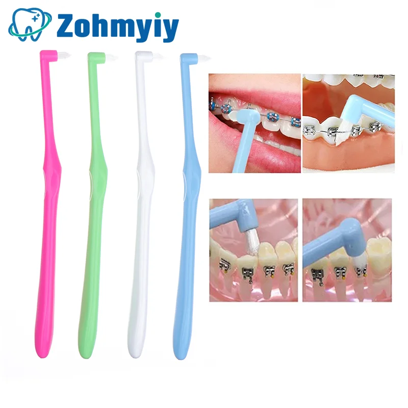 

4Pcs Orthodontic Interdental Brush Single-Beam Soft Teeth Cleaning Toothbrush Oral Care Tool Small Head Soft Hair Implant Adult