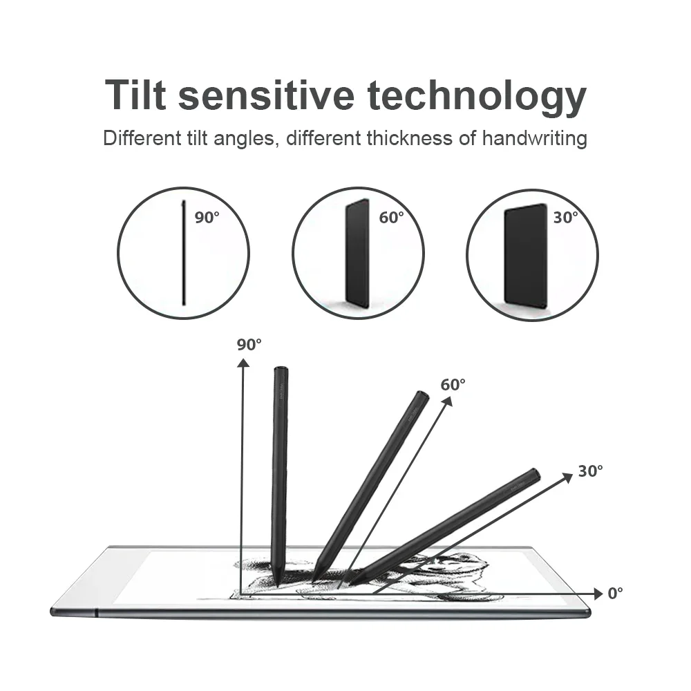 EMR Stylus Pen for reMarkable 2 1 4096 Pressure Tilt Sensing Flip Eraser Magnetic No Charging 3 Nibs Digital Pen Black Sketching view 3
