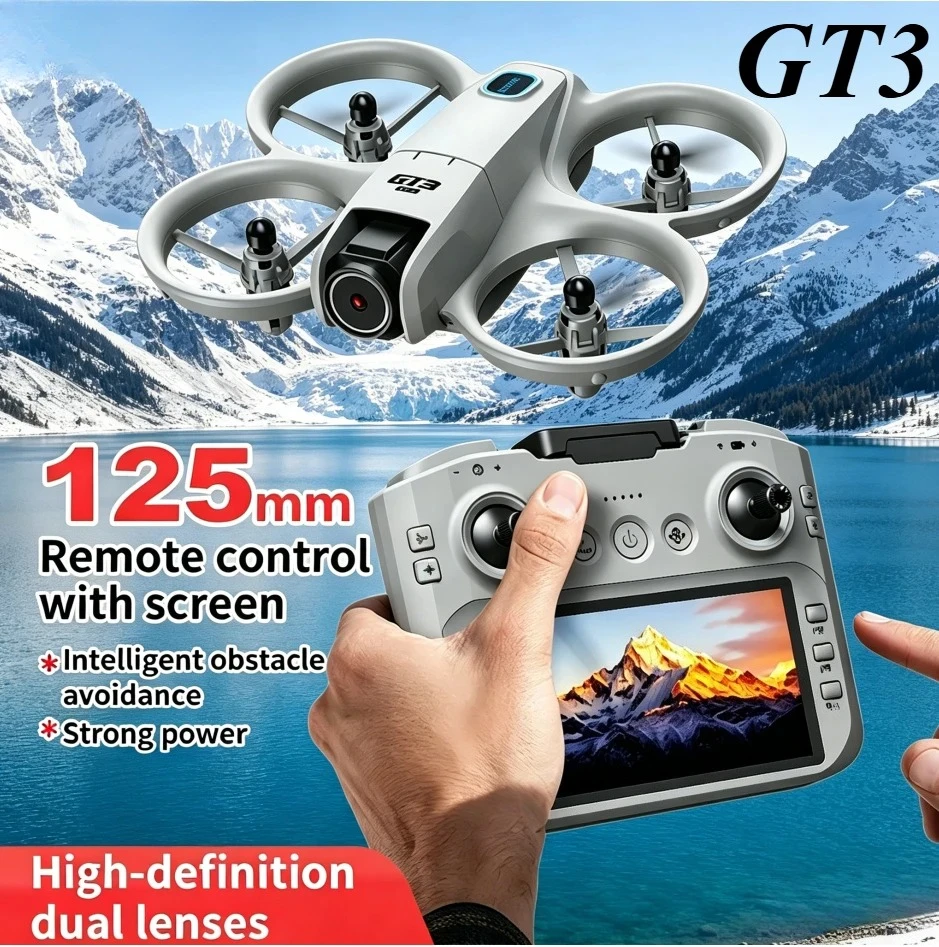 Original GT3 RC Drone 4.3" Screen Dual Cam Optical Flow Positioning Obstacle Avoidance LED Lights Portable Quadcopter Toy Gift