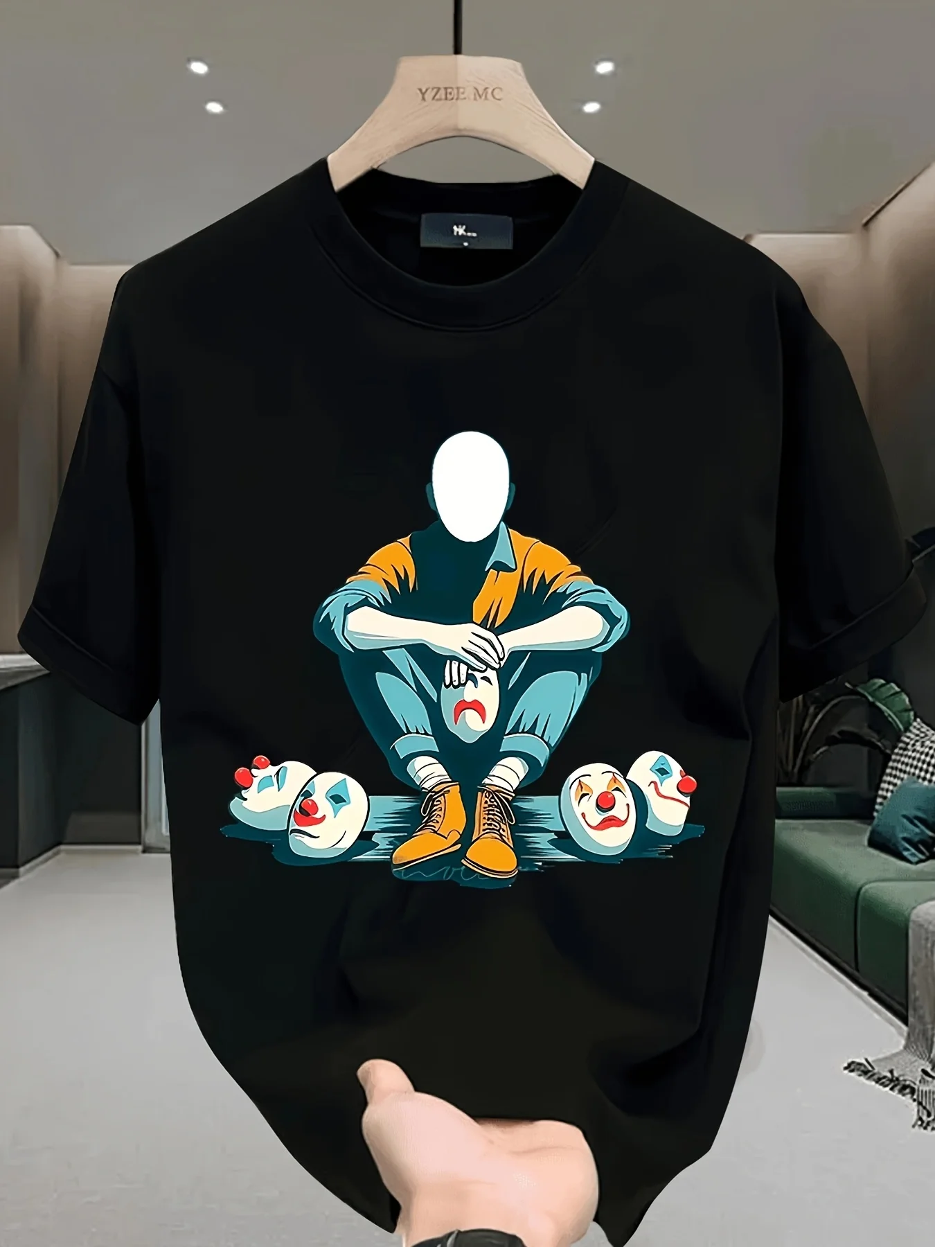 1 Piece of Men's T-Shirt with Mythical Creature Chimera Pattern, Casual, Sporty, Holiday Clothing