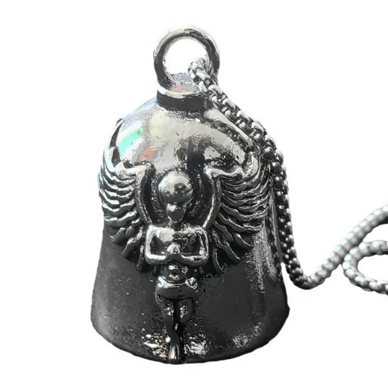 

Vintage Good Luck Bell Pendant Motorcycle Bell Necklace Punk Biker Religious Exorcist Lucky Jewelry for Good Luck on the Road