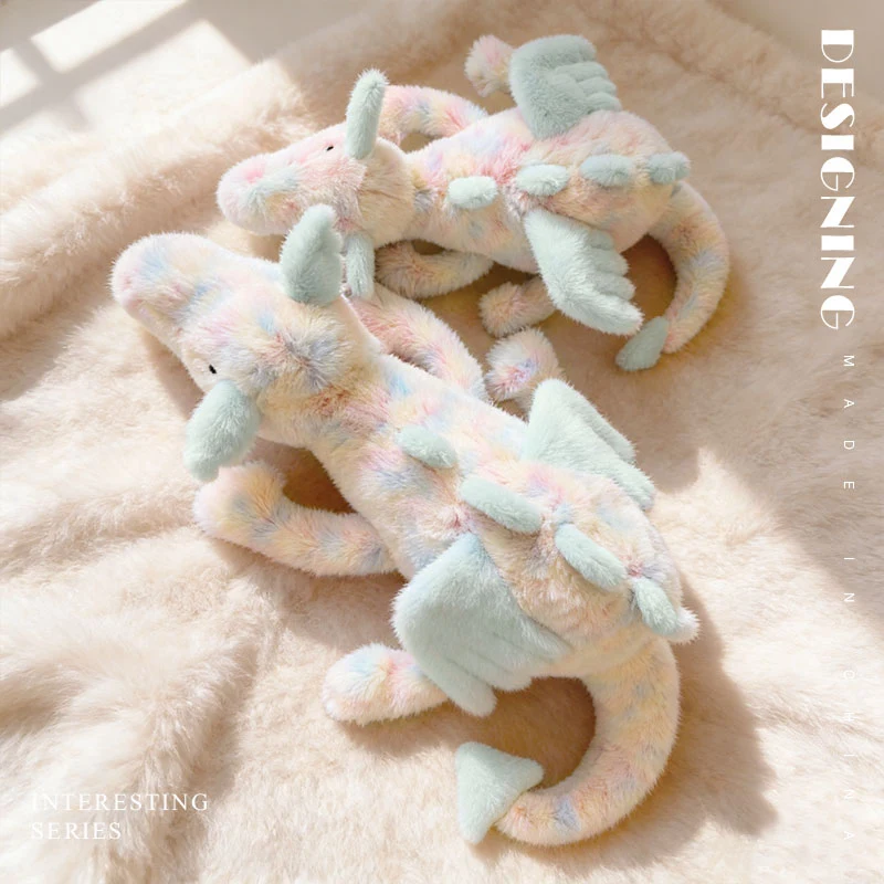 10/50/66cm Creative Full Size Plush Sky Flying Rainbow Dragon Toy Soft Stuffed Animal Pillow Fun Lazy Snow Dragon Kids Gift