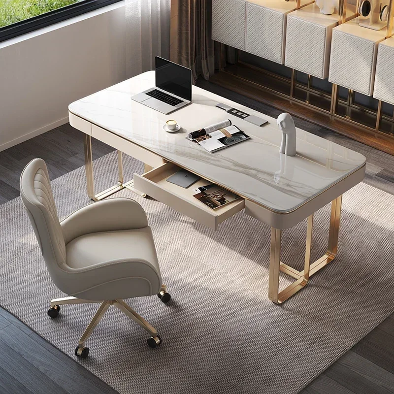 Office Tables Room Desks Desk Computer Furniture Italian Minimalist Bright Rock Slab Light Luxury Computer Desk Study Table