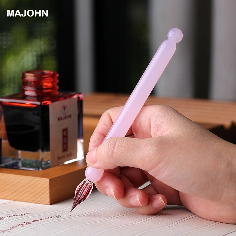 MAJOHN Sakura Snow Glass Dip Pen Mini Short Color Ink Hand Tent Office School Supplies Expert Drawing Hook Line Stationery