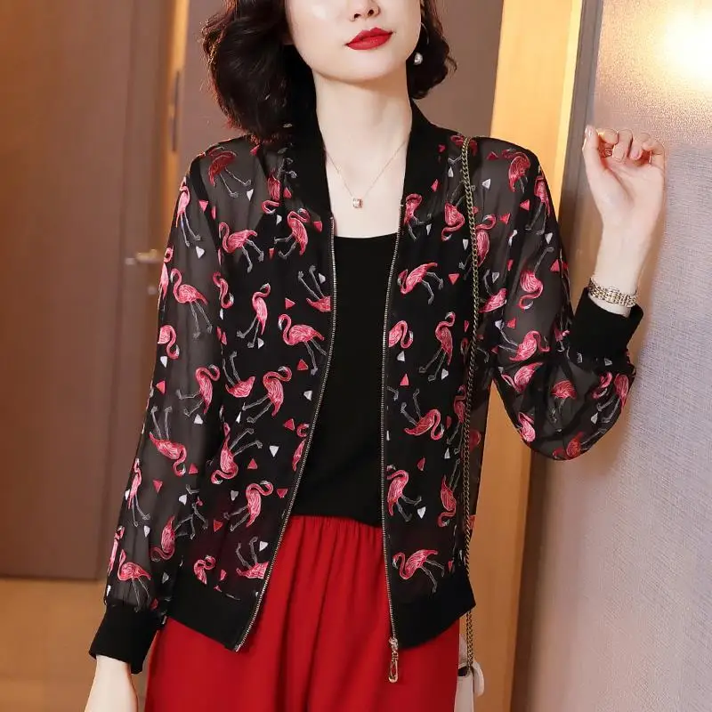 

Long sleeved sun protection jacket for women short jacket for summer new loose top western-style cardigan baseball jacket fo