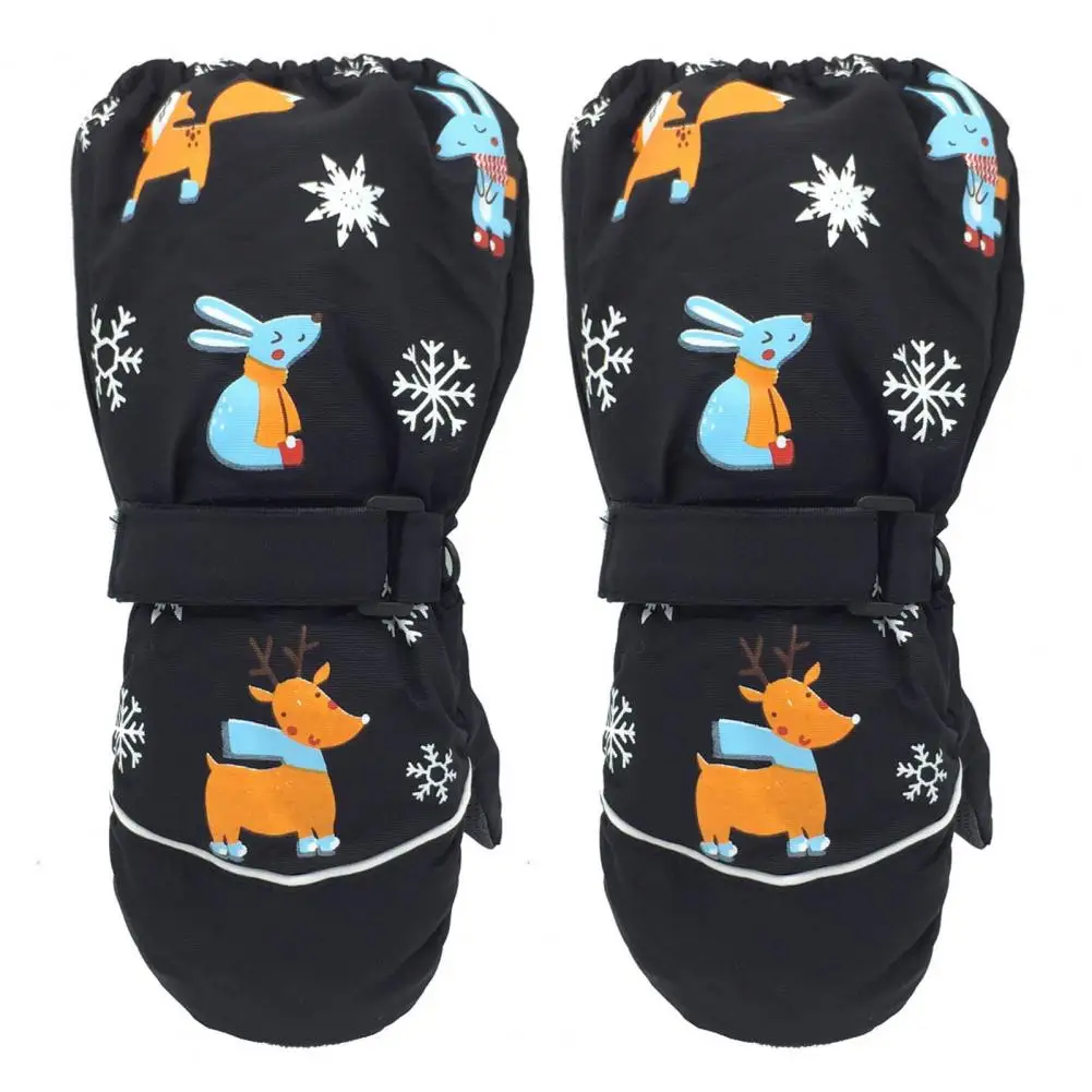 2-6 Years Old Children Ski Gloves Cartoon Deer Rabbit Mittens Winter Hanging Buckle Waterproof Warm Thermal Kids Snow Gloves