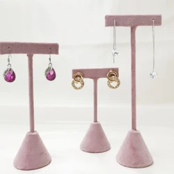 Fashion Pink Velvet T-Shaped Earring Frame Black Jewelry Pendant Display Earnail Storage Rack Long Ear Suspension Organizer Base