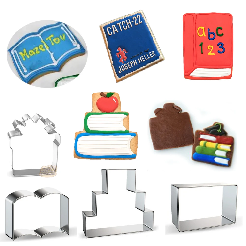 

1pcs patisserie Books Stainless Steel Cookie Cutter Sugarcraft Fondant Cake Decor Tool Plaste Cupcake Toppers Biscuit Mold Mould