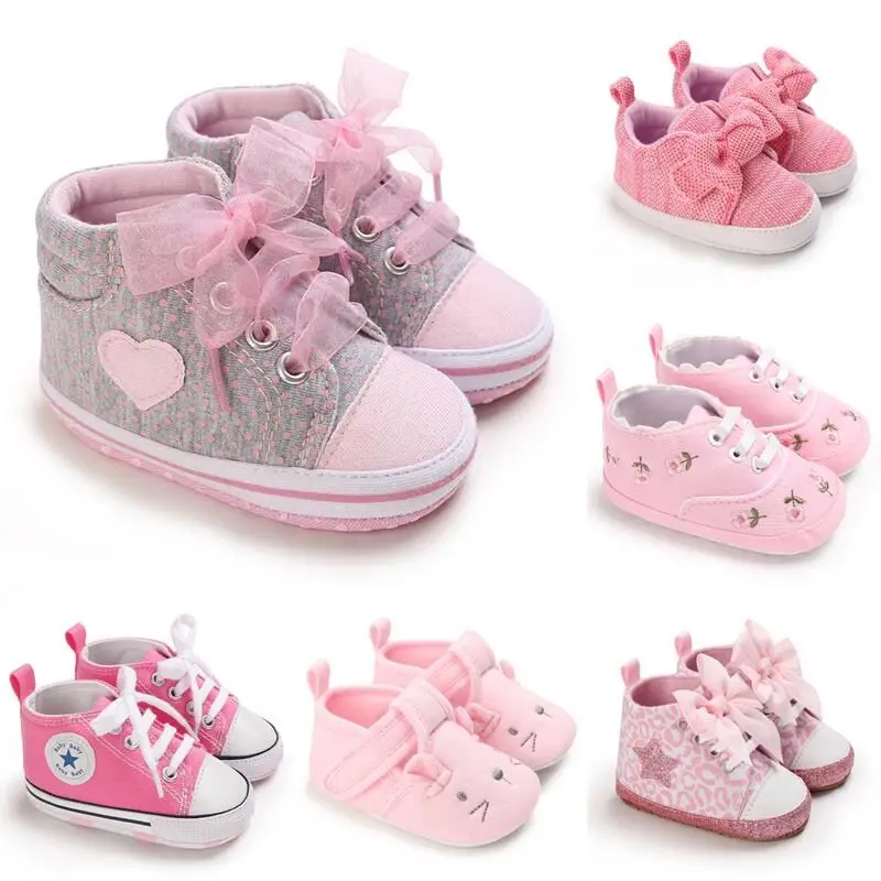 Christening Shoes for baby First Newborn Walkers Crib baptismal Shoes For Baby Boy pink Soft Toddler