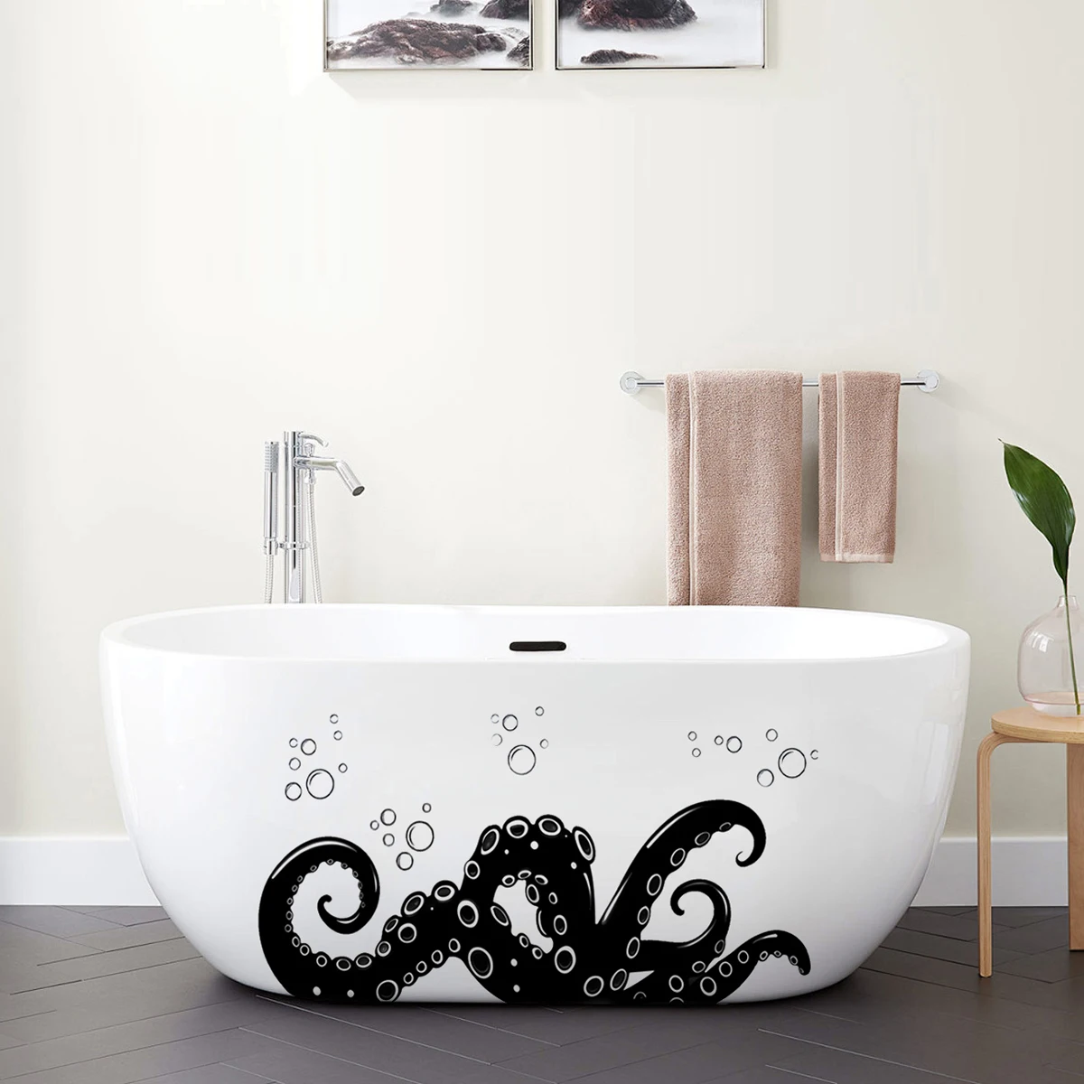 1pc Bathroom Bathtub Stickers Wall Stickers Black Octopus Tentacles Waterproof Self-Adhesive Bathtub Decorative Stickers