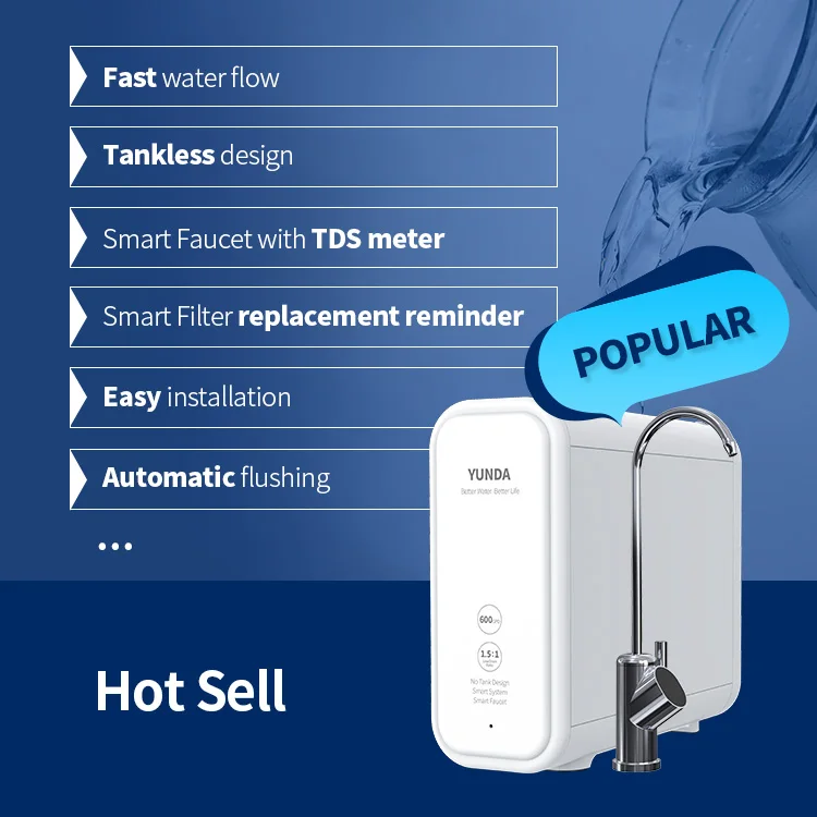 Household using water purifiers mineral alkaline water tankless 1.5L/Min fast flow 600 GPD reverse osmosis system water purifier