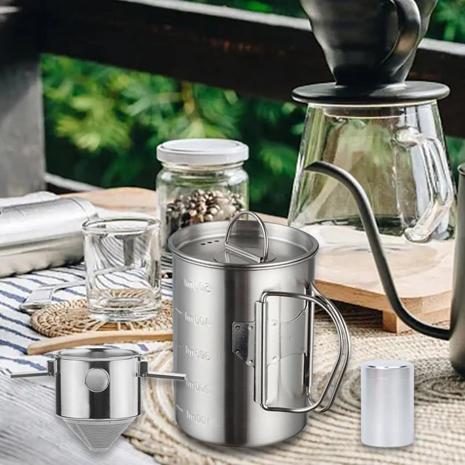 Travel Pour over Coffee Maker Set Stainless Steel for Backpacking Coffee Mug